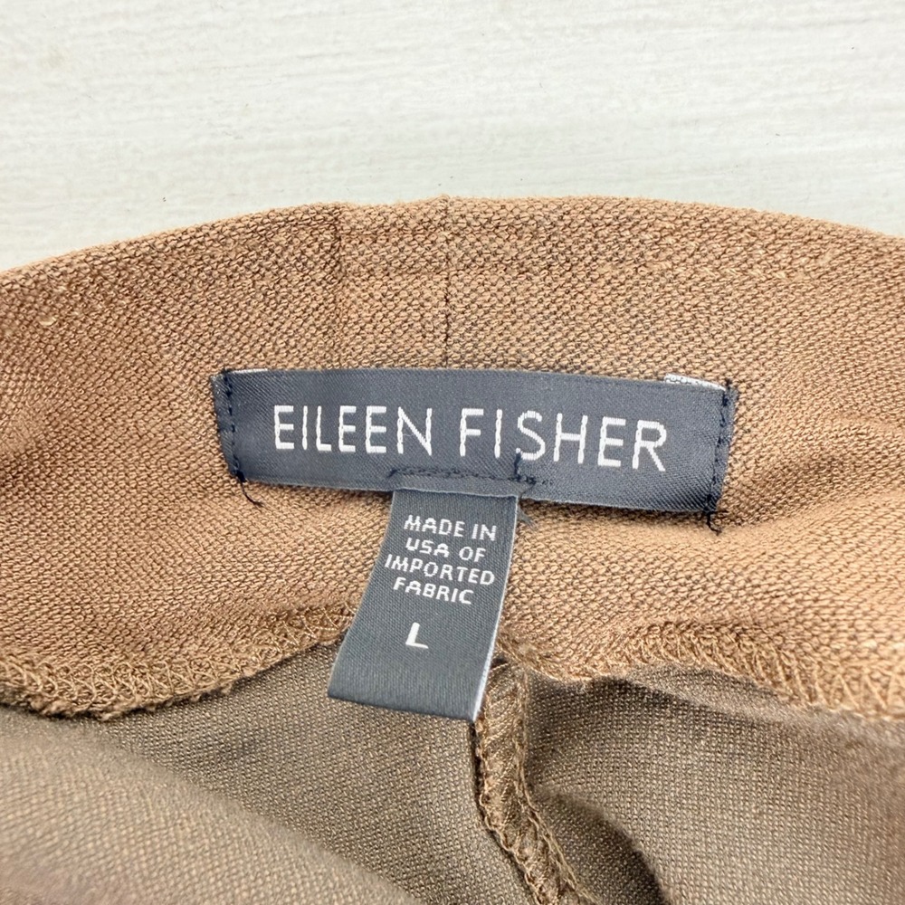 Eileen Fisher Washable Stretch Crepe Ankle Pants Women L Brown Pull On Neutral - Picture 8 of 15